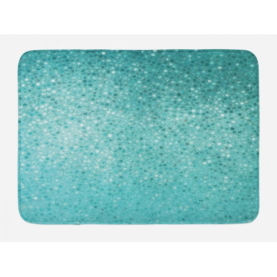 Turquoise Bath Mat, Small Dot Mosaic Tiles Shape Simple Classical Creative Artful Design, Non-Slip Plush Mat Bathroom Kitchen Laundry Room Decor, 29.5 X 17.5 Inches, Teal Turquoise Seafoam, Ambesonne