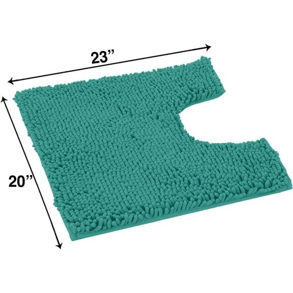 Turquoise Bath Mat - U-Shaped Contoured Rug For Around Toilet, Super Absorbent Shag[1]