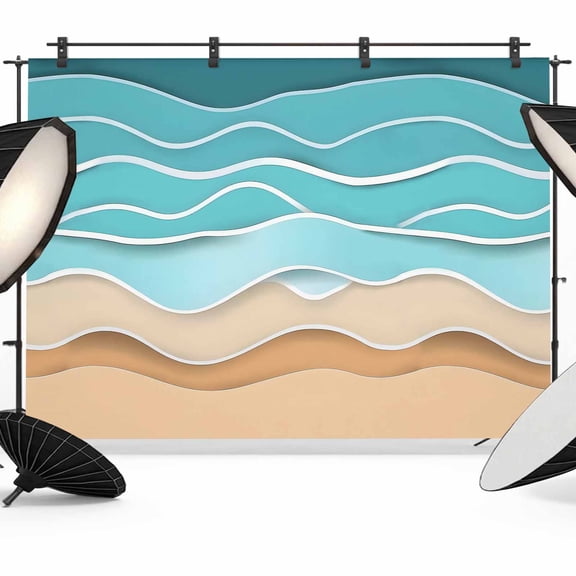 Turquoise Beach Backdrop for Photoshoot,Photography Photo Studio Background Wall Backdrop,Abstract Ripple Gradient Ocean Sand Back Drop Banner Panel for Portraits Wedding Party Live Streaming 7x5Ft