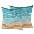 thumbnail image 1 of Turquoise Beach Outdoor Waterproof Pillow Covers, Abstract Ripple Gradient Ocean Sand Decorative Square Throw Pillowcase Sofa Cushion Sham for Patio/Couch/Chair, 20"x20" 2 Pack, 1 of 8
