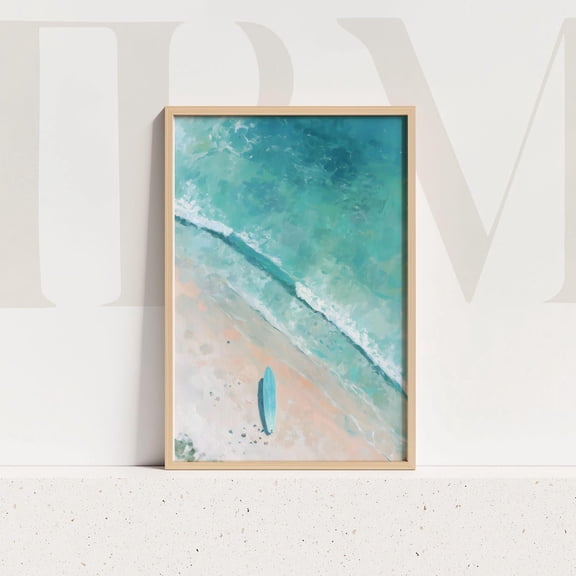 Turquoise Beach Print, Aerial Ocean Wave Art Home Decor #606, Unframed Poster Size 8x12