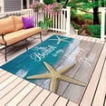 thumbnail image 1 of Turquoise Beach Summer Outdoor Rug for Patio/Deck/Porch, Non-Slip Large Area Rug 6 x 9 Ft, Starfish Coastal Gradient Indoor Outdoor Rugs Washable Area Rugs, Reversible Camping Rug Carpet Runner, 1 of 8