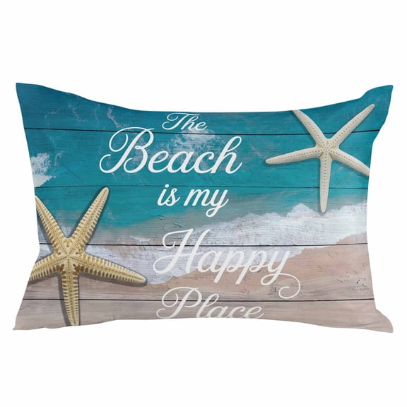 Turquoise Beach Summer Throw Pillow Cover 24 x 36 Inch Decorative Pillow Cover Starfish Coastal Gradient Lumbar Pillowcase Seasonal Rectangle Cushion Case for Couch Sofa Bed Living Room