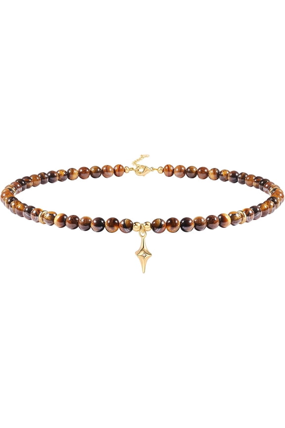 Turquoise Beaded Choker Necklace Chakra Stone Necklace Adjustable[o6996]