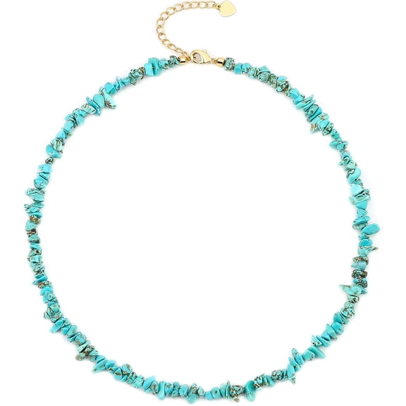 Turquoise Beaded Choker Necklace Chakra Stone Necklace Adjustable[o6998]