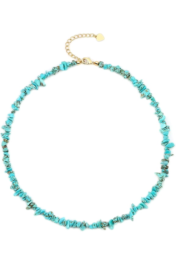 Turquoise Beaded Choker Necklace Chakra Stone Necklace Adjustable[o6998]