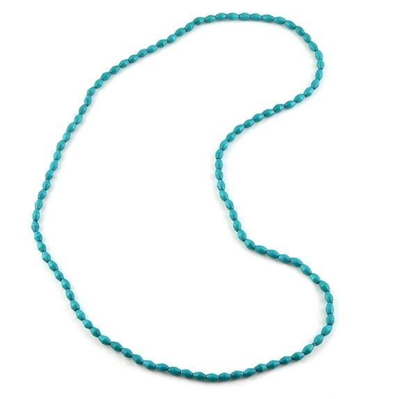Turquoise Beads Wooden Rope Chain Choker Beaded Necklace for Women Jewelry Birthday Gifts for Women Size 38" Boho Western Birthday Gifts