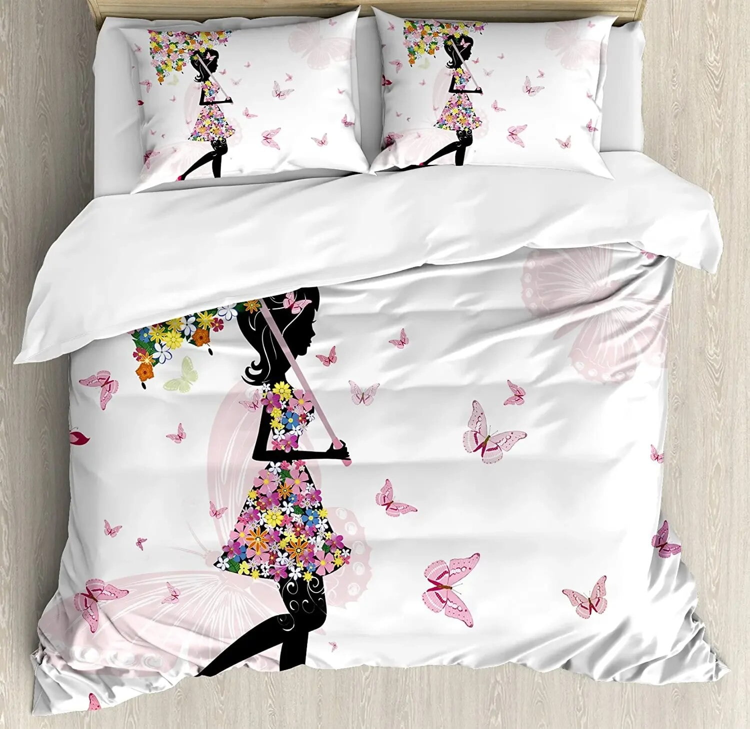 Turquoise Bedding Set For Bedroom Bed Home Retro Floral Background with