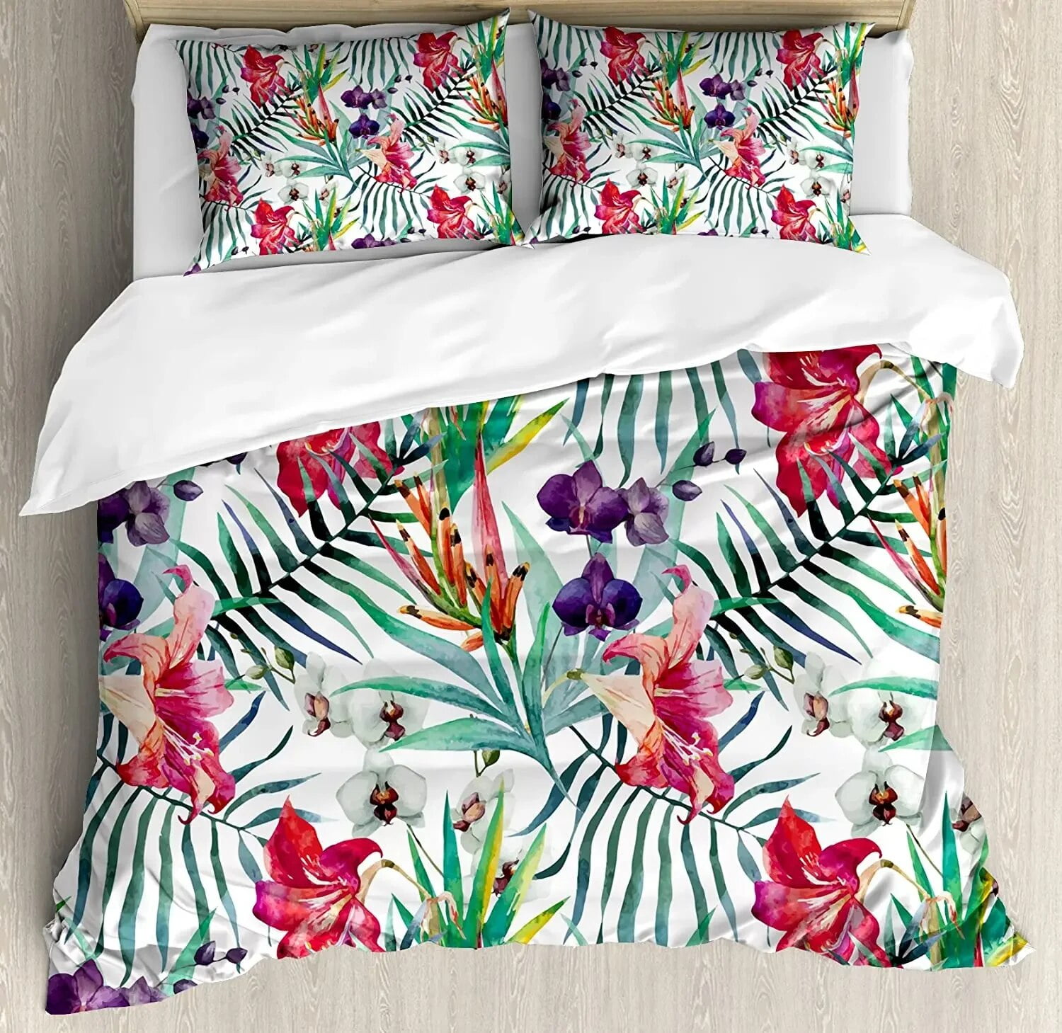 Turquoise Bedding Set For Bedroom Bed Home Retro Floral Background with