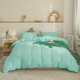 thumbnail image 1 of Turquoise Bedding Sets Queen Teal Blue Duvet Cover Set Solid Pattern Washed Microfiber, No Filling, 1 of 8
