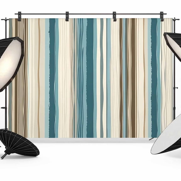 Turquoise Beige Backdrop for Photoshoot,Photography Photo Studio Background Wall Backdrop,Boho Vertical Stripes Bohemian Retro Back Drop Banner Panel for Portraits Wedding Party Live Streaming 8x6Ft