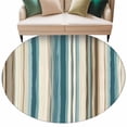 thumbnail image 1 of Turquoise Beige Large Area Rugs for Bedroom Living Room, Soft Non Slip Carpet Bedside Rug, Boho Vertical Stripes Bohemian Retro Round Floor Cover Kitchen Accent Rug 5' for Dining Room/Office, 1 of 9