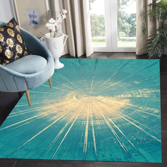 Turquoise Beige Modern Abstract Distressed Delicate Pattern Area Rugs Soft Aesthetic Rug For Livingroom Bedroom Diningroom Lux Home Office Indoor Outdoor Carpet 1x2ft