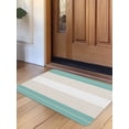 thumbnail image 1 of Turquoise Beige Stripe Door Mat&nbsp;Indoor Outdoor Entrance,Non Slip Small Rug for Kitchen Bathroom Entryway Rug,Modern Art Horizontal Striped Washable Doormat Floor Mat 18x30 Inch, 1 of 8