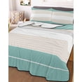 thumbnail image 1 of Turquoise Beige Stripe King Size Down Alternative Comforter, Lightweight Comforter Quilt Bedding Set with Pillow Shams Modern Art Horizontal Striped All Seasons Bed Comforter Duvet Insert 96"x106", 1 of 7