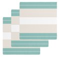 thumbnail image 1 of Turquoise Beige Stripe Kitchen Dish Towels for Drying Dishes Set of 3, Modern Art Horizontal Striped Waffle Weave Microfiber Hand Tea Bathroom Towels Quick Dry & Absorbent Towel 12x12, 1 of 7
