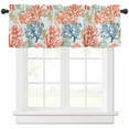 thumbnail image 1 of Turquoise Beige Stripe Valances for Windows Farmhouse Kitchen Curtains Valances Rod Pocket Valance Curtains for Kitchen Windows Modern Art Horizontal Striped Window Valances for Bathroom 42"x18", 1 of 6