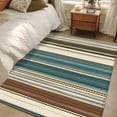 thumbnail image 1 of Turquoise Beige Striped 2.7x5 Area Rugs, Modern Farmhouse Vertical Stripes Non-Skid Rubber Backing Large Rectangle Rugs - Living Room Bedroom Home Office, Indoor Floor Mat Carpets Washable Rug, 1 of 9