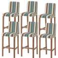 thumbnail image 1 of Turquoise Beige Striped Bar Stool Cover Set of 6, Modern Farmhouse Vertical Stripes Stretch Bar Chair Cover, Removable Washable Pub Counter Stool Chair Slipcover for Kitchen Dining Room Pub Cafe, 1 of 9