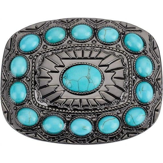 Turquoise Belt Buckle Western Vintage Medieval Buckles Bohemian Style Fashion Square Turquoise Jewelry Punk Belt Fastener Accessory