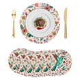 thumbnail image 1 of Turquoise Birds Round 13 Inch Placemats Set of 6, Country Cartoon Colorful Flowers Herbs HeatResistant Non Slip Place Mats for Dining Table, Wipeable Braided Kitchen Table Mats for Housewarming, 1 of 9