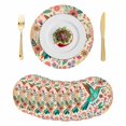 thumbnail image 1 of Turquoise Birds Round 13 Inch Placemats Set of 8, Retro Farmhouse Colorful Flowers Herbs HeatResistant Non Slip Place Mats for Dining Table, Wipeable Braided Kitchen Table Mats for Housewarming, 1 of 9