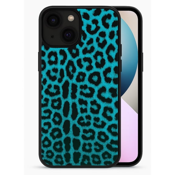 Turquoise/Black Leopard Print iPhone 13 Case – Bold Design, Stylish & Protective Cover for Women