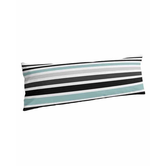 Turquoise Black Stripe Body Pillow Covers, Modern Abstract Coarse Striped Soft Bed Throw Pillowcases Breathable Cooling Long Lumbar Body Pillow Sham Cover for Bed Sofa 20''x54''