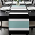 thumbnail image 1 of Turquoise Black Stripe Table Runner 90 Inches Long, Modern Abstract Coarse Striped Kitchen Coffee Dining Table Decoration for Home Party Birthday Wedding Home Decor 13x90 Inches, 1 of 8