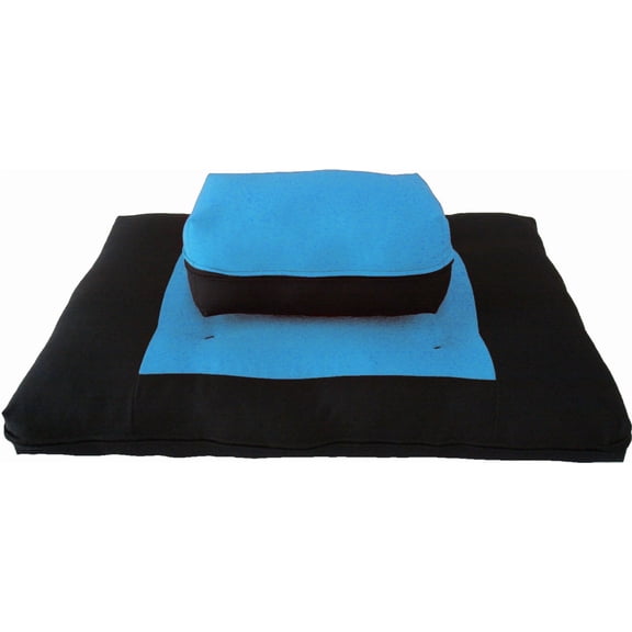 Turquoise Black Zabuton Zafu, Yoga Meditation Relaxation Cushions, Sitting Seats
