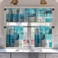 thumbnail image 1 of Turquoise Blackout Kitchen Curtains Tiers and Valances Set 3 Piece for Windows Grey Kitchen Window Curtains Set,Modern Abstract Art Valances for Living Room(36" Tiers Set), 1 of 6