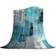 thumbnail image 1 of Turquoise Blanket Gray Aqua Abstract Paint Art Graffiti Lattice Super Soft Breathable Flannel Throw Blankets Cyan Teal Warm Cozy Decorative for Sofa Chair Bedroom All Seasons Use 40x50 inch, 1 of 6