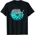 thumbnail image 1 of Turquoise Blessed Flower Graphic Design T-Shirt Size S-5XL, 1 of 5