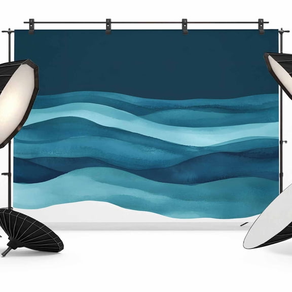 Turquoise Blue Backdrop for Photography, Water Ripple Abstract Gradient Waves Modern Photo Backdrop Portrait Background Party Banner Photo Backgrounds for Studio Booth Props, 12x8ft