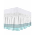 thumbnail image 1 of Turquoise Blue Bed Skirt California King Size 18" Drop Striped Geometric Ruffled Wrap Around Bed Skirts Adjustable Elastic Bedskirt Dust Ruffle for California King Size Bed, 1 of 7