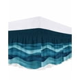 thumbnail image 1 of Turquoise Blue Bed Skirt California King Size 18" Drop Water Ripple Abstract Gradient Waves Modern Ruffled Wrap Around Bed Skirts Adjustable Elastic Bedskirt Dust Ruffle for California King Size Bed, 1 of 7