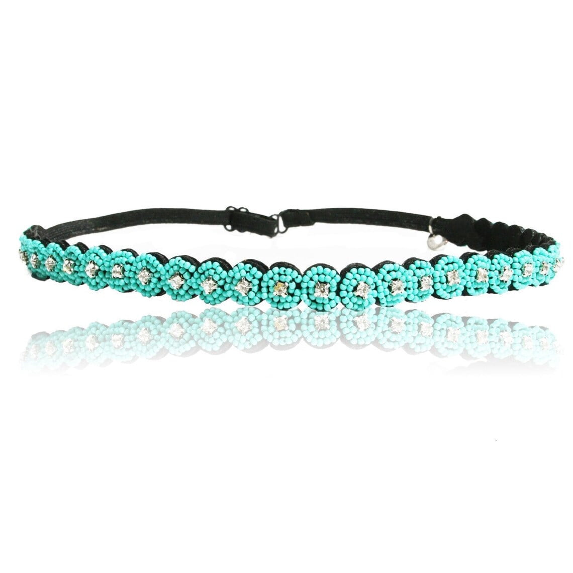 Turquoise rhinestone elastic headband and choker. Turquoise and Crystal Headband - Etsy main image 3