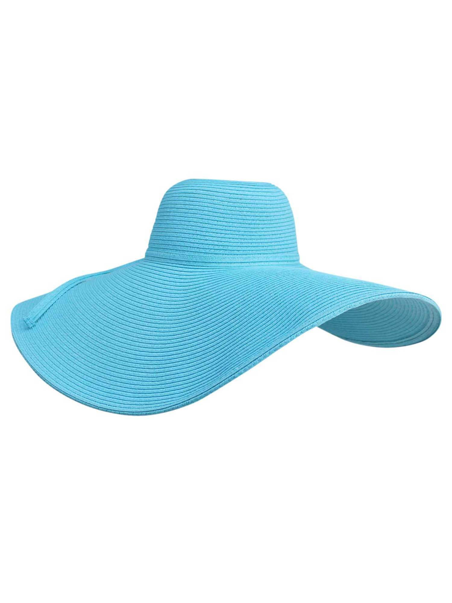 Turquoise Wide Brim Straw Floppy Hat Wide Brim Straw Sun Hat – Turquoise and Tan | Beach  main image 2