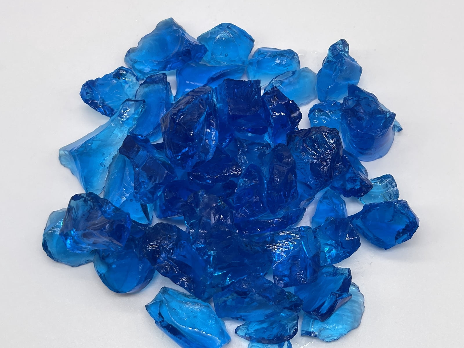 Turquoise Blue Fire Glass Product Sample 2oz - Blue Fire Pit Glass Sample