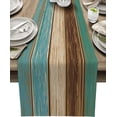 thumbnail image 1 of Turquoise Blue Green Wood Striped Linen Table Runners Dresser Scarves Decor for Kitchen Holiday Party, 1 of 4