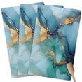 thumbnail image 1 of Turquoise Blue Kitchen Towel Dish Cloths Set of 3, Microfiber Soft Kitchen Hand Towels, Modern Teal Gold Marble Textured Absorbent Quick Drying Dishcloths 18 x 28 Inches, 1 of 8