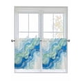 thumbnail image 1 of Turquoise Blue Marble 2 Panel Kitchen Curtains for Small Windows, Abstract Art Modern Fluid Marble Bathroom Tier Curtain, Short Window Treatment for Bedroom/Living Room 55"x36", 1 of 6