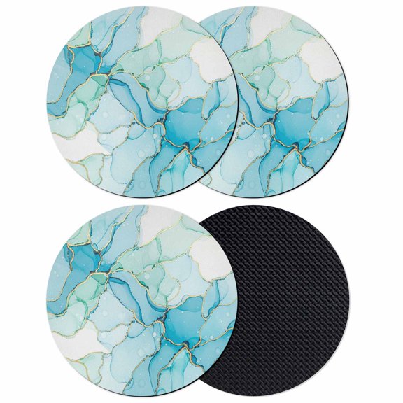 Turquoise Blue Marble Coasters Set of 4, Absorbent Coasters for Drinks, Modern Abstract Art Cracks Coaster for Desk Coffee Table Protection, Home Decor House Warming Gifts 4"