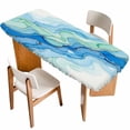 thumbnail image 1 of Turquoise Blue Marble Table Cloths for 8 Foot Rectangle Tables, Abstract Art Modern Fluid Marble Patio Waterproof Elastic Fitted Tablecloths, Washable Rectangular Table Cover for Camping, 1 of 8