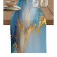 thumbnail image 1 of Turquoise Blue Marble Table Runner Cotton Linen 60 Inch Holiday Dresser Scarves, Modern Teal Gold Geometric Tablerunner for Kitchen Coffee Dining Bedroom Living Room Dinner Scarf Décor 13''x60'', 1 of 1