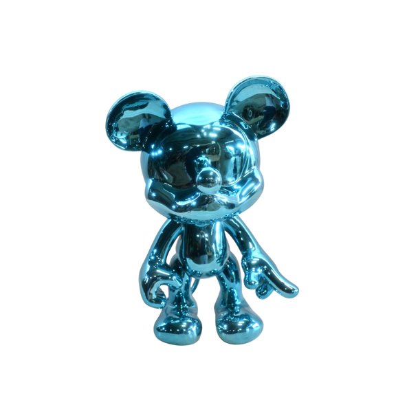 Turquoise Blue Mouse Cartoon Character Resin Sculpture 12"x9"x16"H
