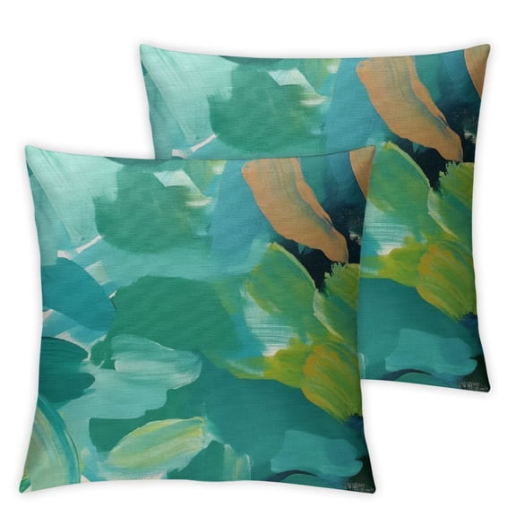 Turquoise Blue Oil Paint Texture Throw Pillow Covers Pillow Cover With Zipper Throw Pillow Cases Double Sided Plush Pillow Covers Decorative Throw Pillows Covers for Couch Living Room Bedroom