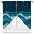 thumbnail image 1 of Turquoise Blue Swag Curtain Valance for Windows, Water Ripple Abstract Gradient Waves Modern Window Treatments Short Swag Topper for Kitchen Windows Bathroom Bedroom, 28"x36", 1 of 8