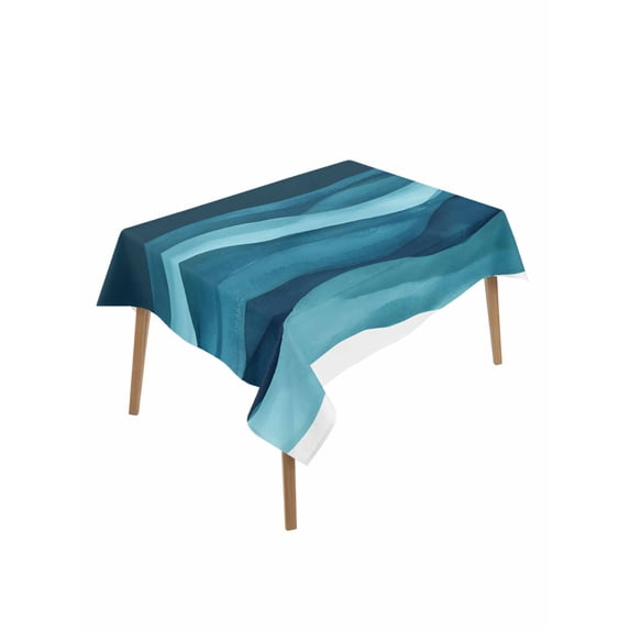 Turquoise Blue Table Cloth 60x84 Inch Rectangle, Water Ripple Abstract Gradient Waves Modern Waterproof Tablecloth Washable Table Cover for Party Picnic Dinner Decor