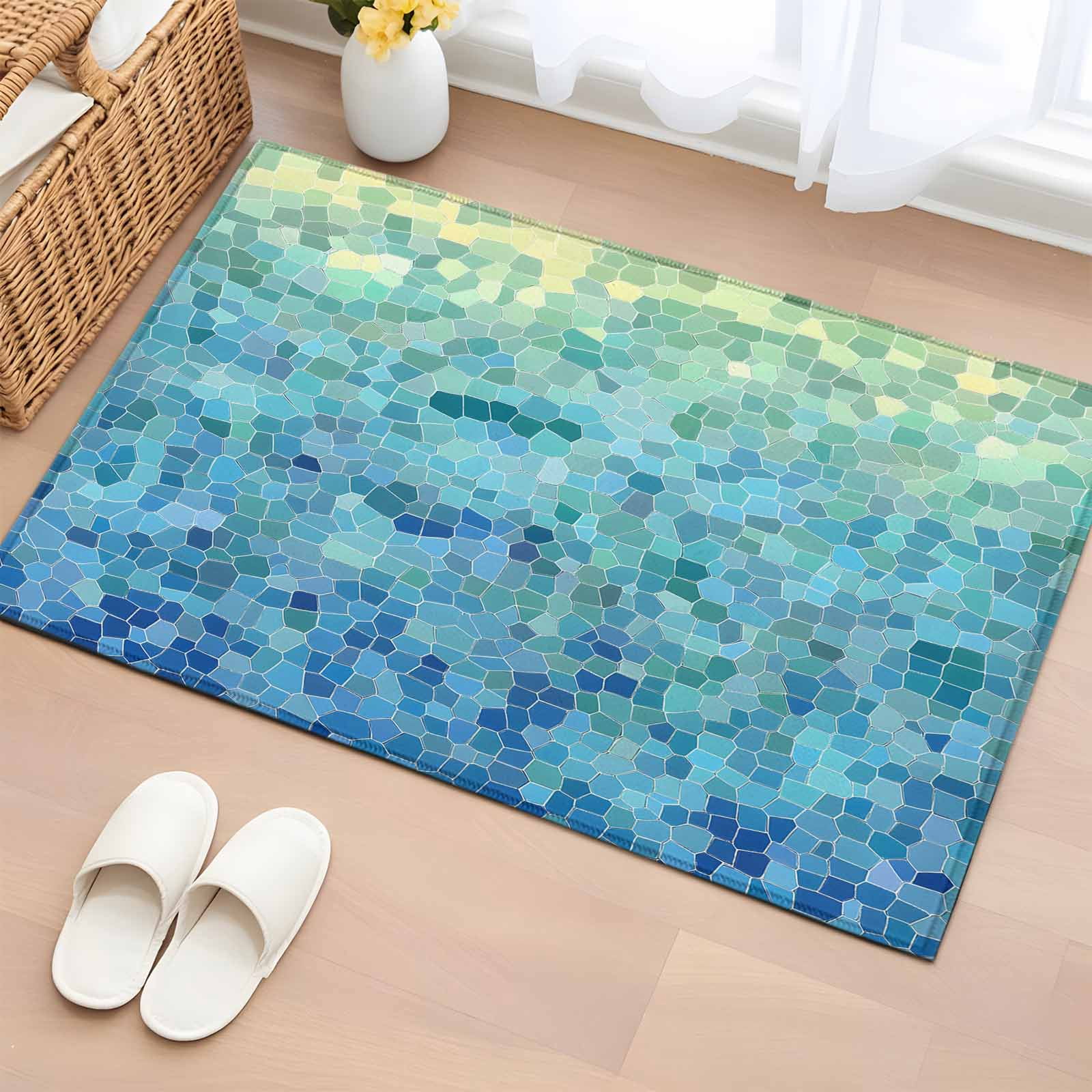 Stained Mat Turquoise Blue Teal Bathroom Mats 2x3 FT,Non Slip Small Kitchen Mat ...